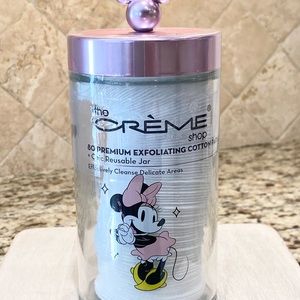 NEW Disney Minnie Mouse Glass Vanity Jar - Contains 80 Exfoliating Cotton Pads